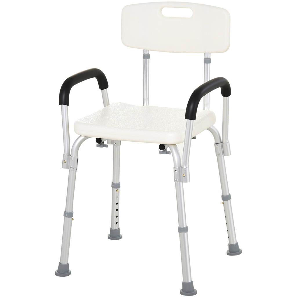 Shower Chair with Removable Arms, Adjustable Aluminum Bath Seat