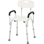 Shower Chair with Removable Arms, Adjustable Aluminum Bath Seat