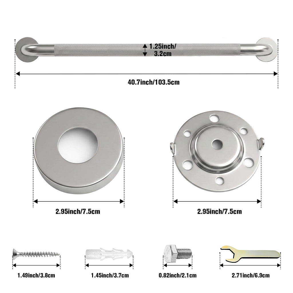 1.25'' Brushed Nickel Shower Grab Bars for Seniors