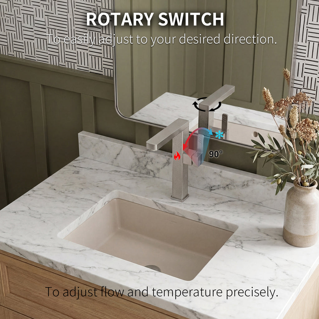 IJDD Bathroom Faucet, Brushed Nickel Single Handle Lead-Free Faucet