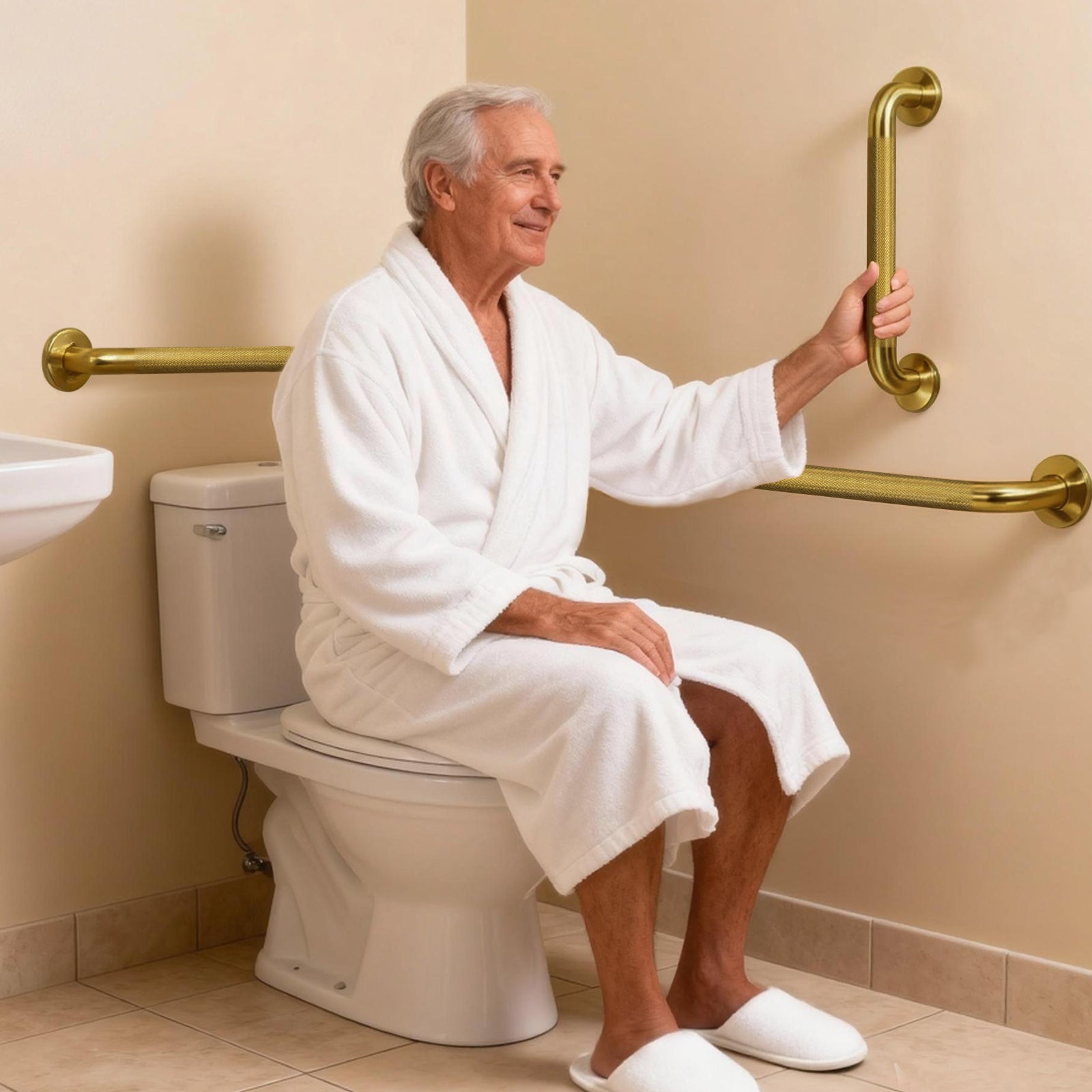 1.25'' Gold Bathroom Grab Bars ADA Comliant