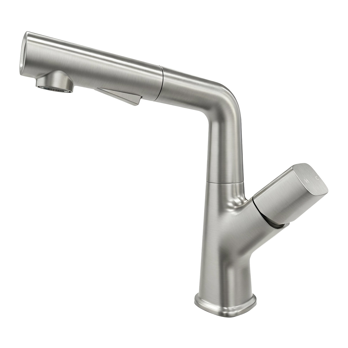 IJDD Pull Out Faucet for Kitchen & Bathroom Countertops, Brushed Nickel
