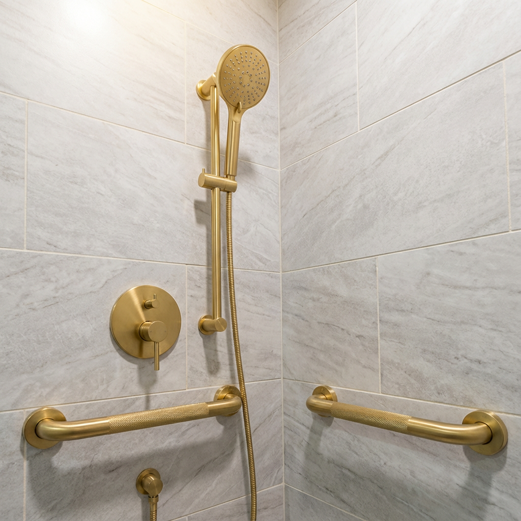 1.25'' Gold Bathroom Grab Bars ADA Comliant