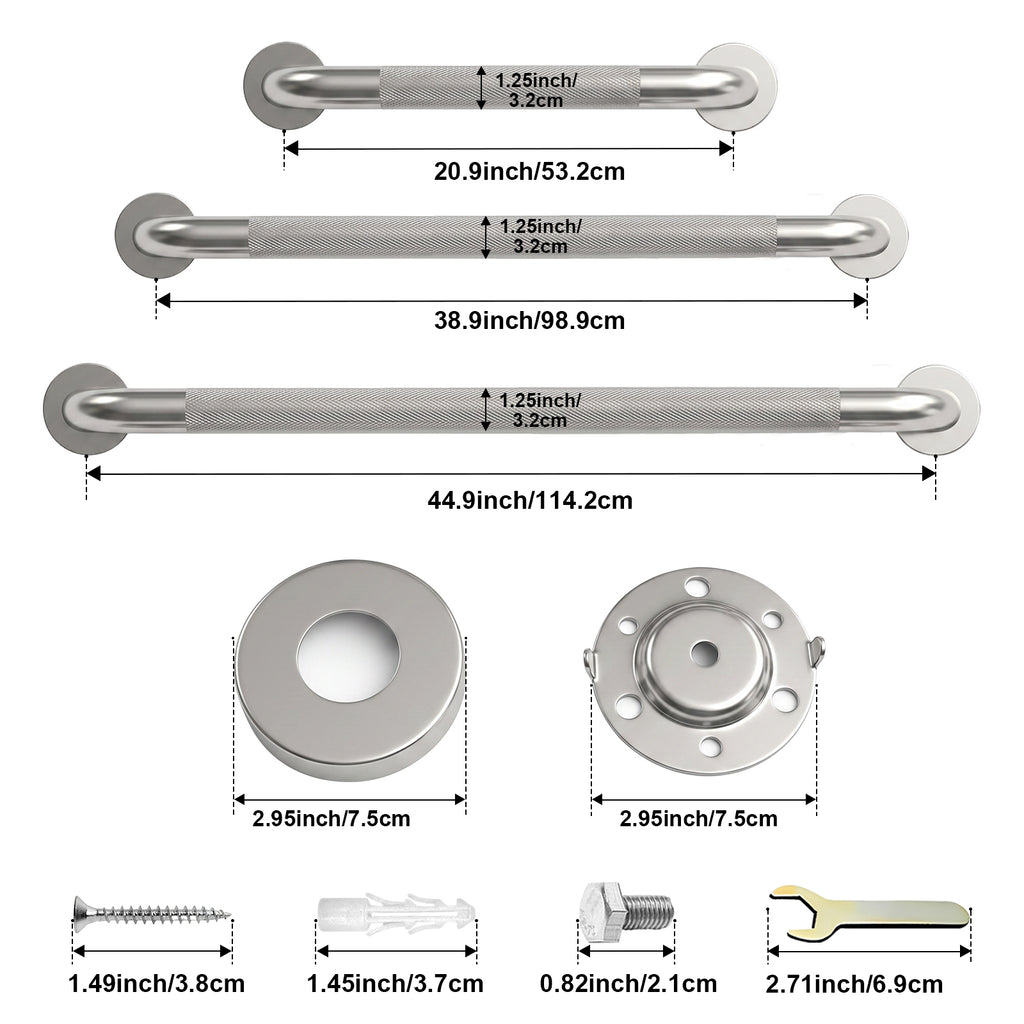 Grab Bar Bundle for ADA Compliance, Pack of 3 for Commercial & Residential Restrooms