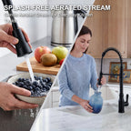 ijdd Commercial Pull Down Kitchen Faucet for Home Kitchens, Black
