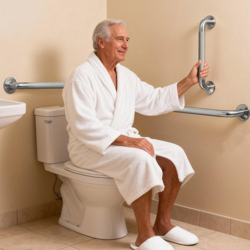 1'' Brushed Nickel Shower Grab Bars for Seniors