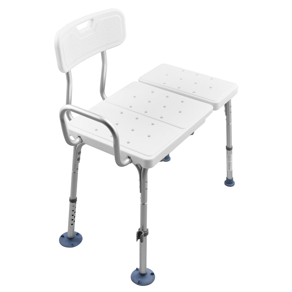 Adjustable Tub Transfer Bench with Arms, Backrest & Curtain Slot