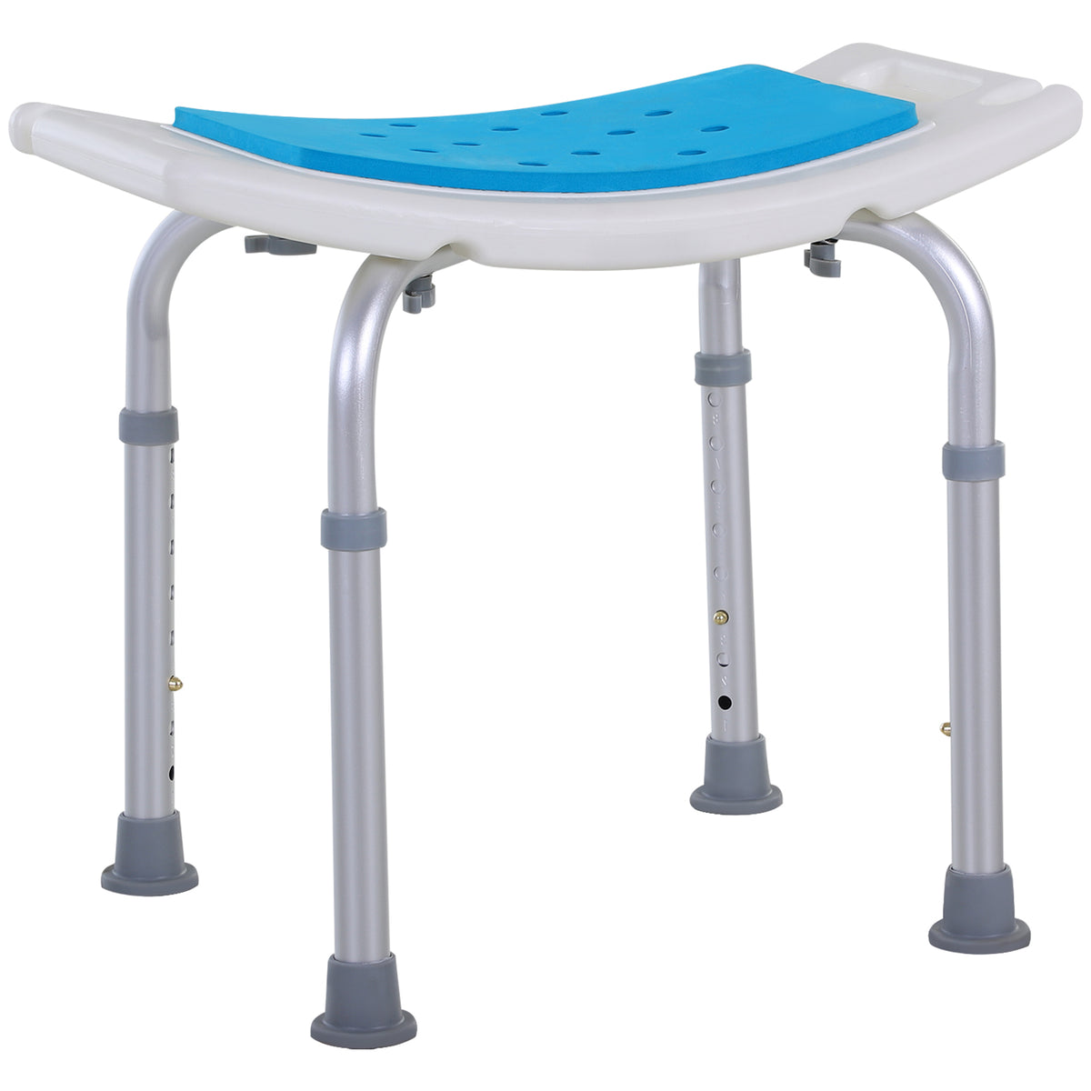 Adjustable Shower Chair with Curved Seat, 6 Height Settings & Non-Slip Feet
