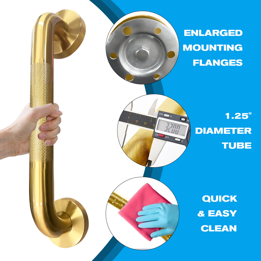 1.25'' Gold Bathroom Grab Bars ADA Comliant