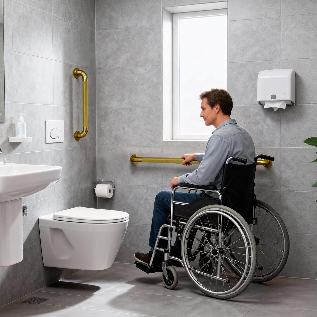 1.25'' Gold Bathroom Grab Bars ADA Comliant