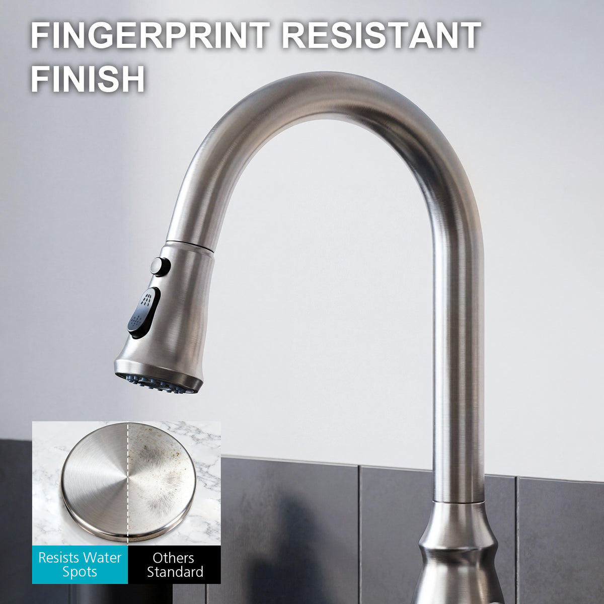 IJDD Pull Down Kitchen Faucet for Home Kitchens, Matte Black