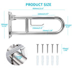 Flip-Up Toilet Grab Bar with Paper Holder, Wall Mounted