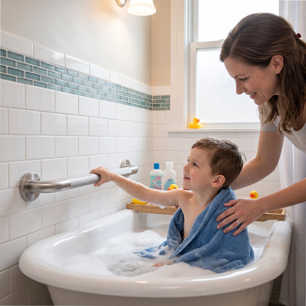 1.25'' Brushed Nickel Shower Grab Bars for Seniors