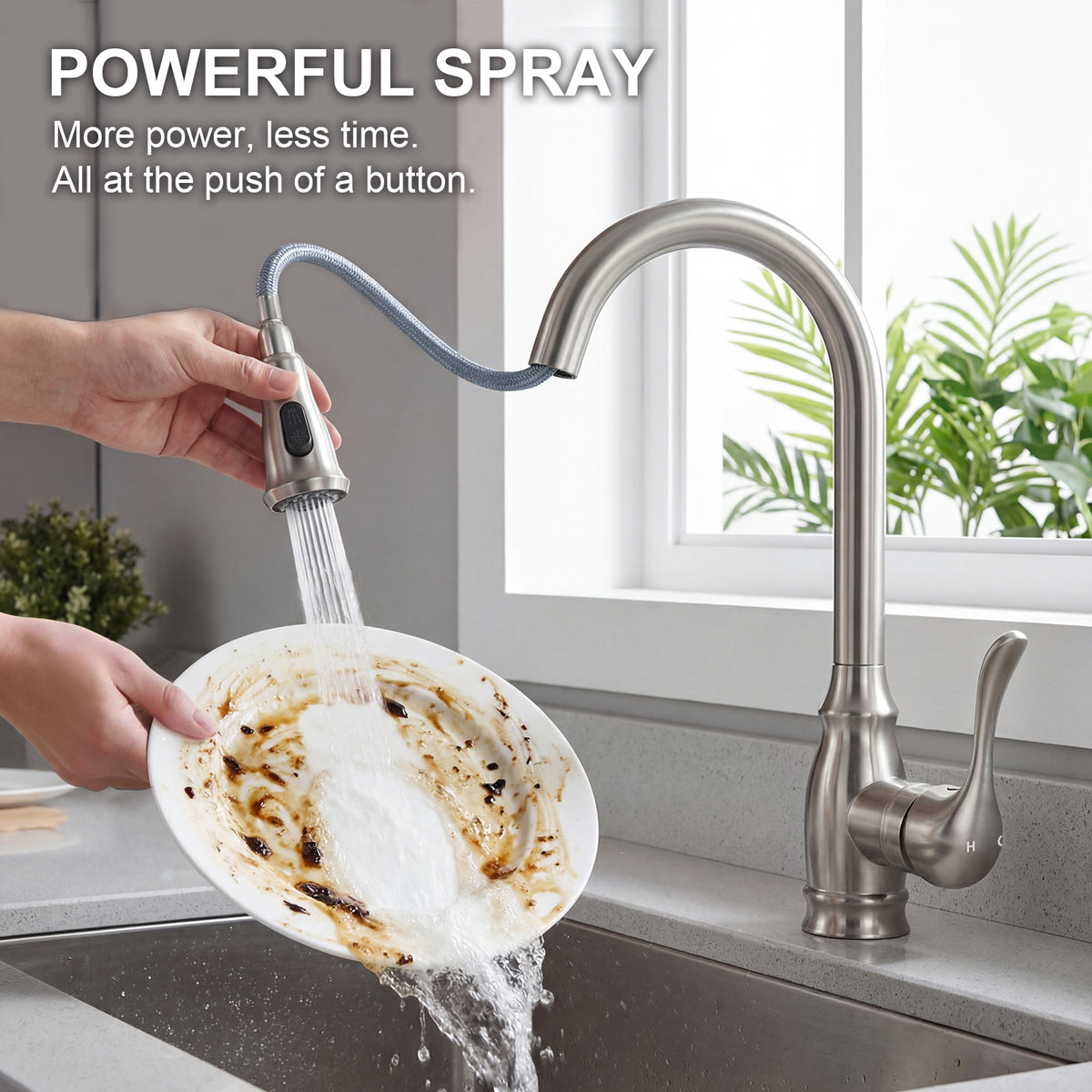 IJDD Pull Down Kitchen Faucet for Home Kitchens, Matte Black