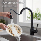 IJDD Pull Down Kitchen Faucet for Home Kitchens, Matte Black