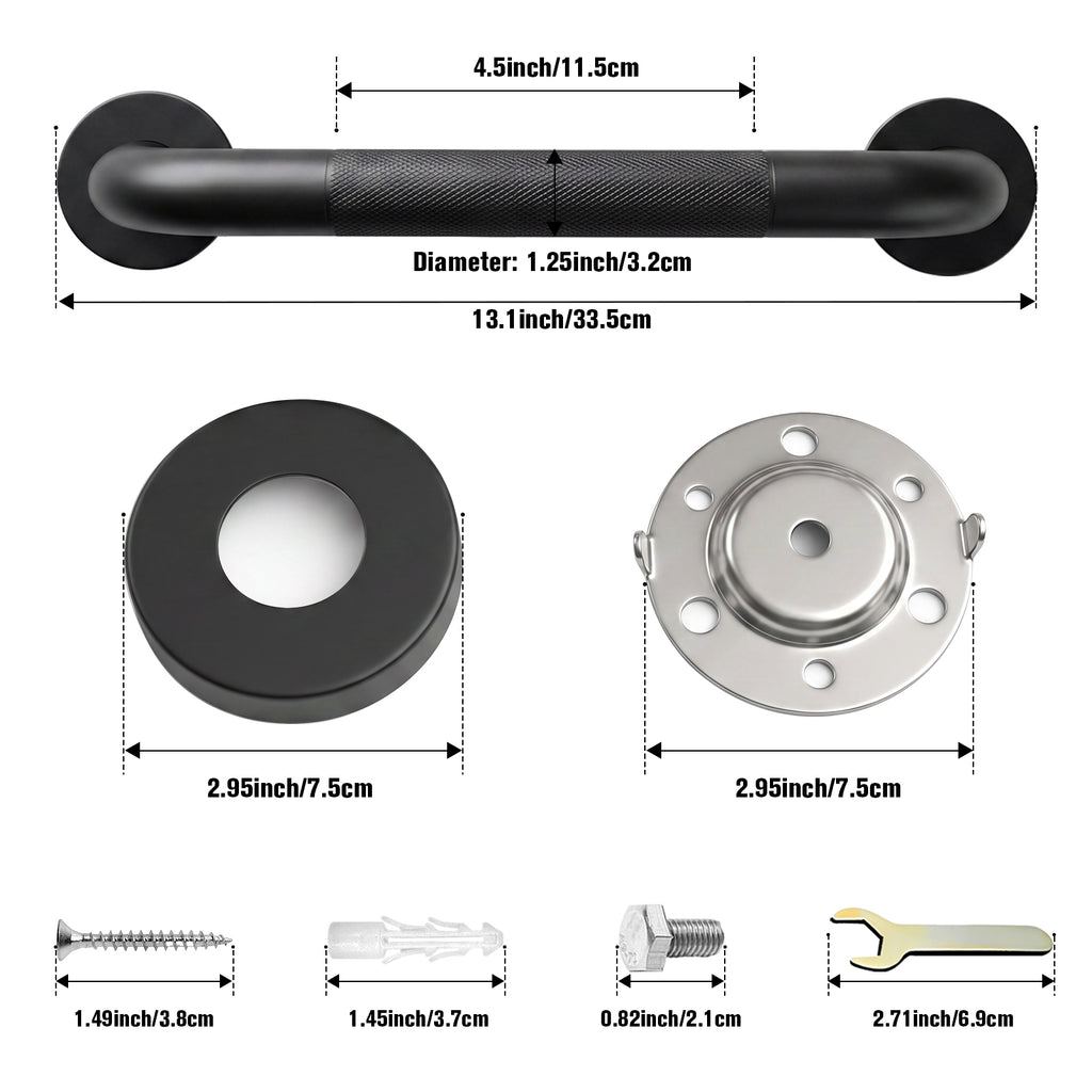 2 Pack 1.25'' Stainless Steel Safety Grab Bars for Bathtub and Showers with Knurled Grip