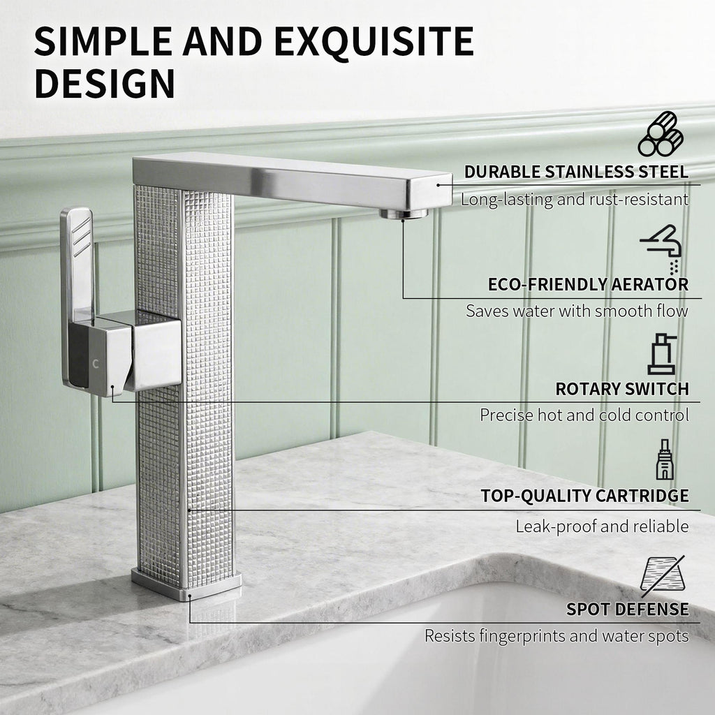 IJDD Bathroom Faucet, Brushed Nickel Single Handle Lead-Free Faucet