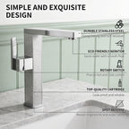 IJDD Bathroom Faucet, Brushed Nickel Single Handle Lead-Free Faucet
