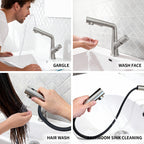 IJDD Pull Out Faucet for Kitchen & Bathroom Countertops, Brushed Nickel