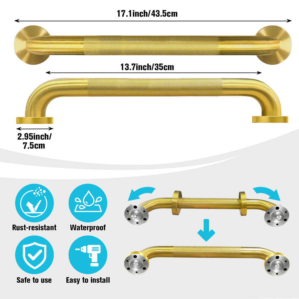 1.25'' Gold Bathroom Grab Bars ADA Comliant