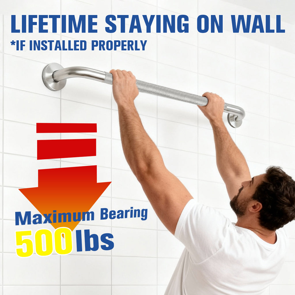 1'' Brushed Nickel Shower Grab Bars for Seniors