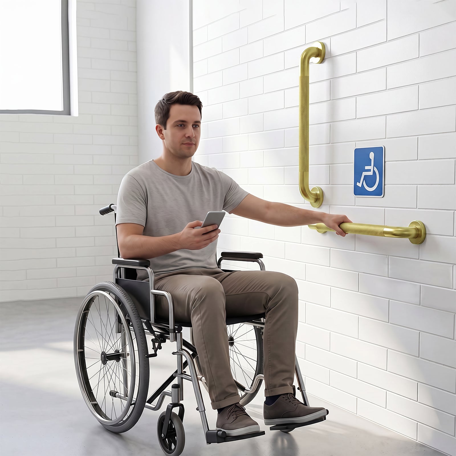 1.25'' Gold Bathroom Grab Bars ADA Comliant