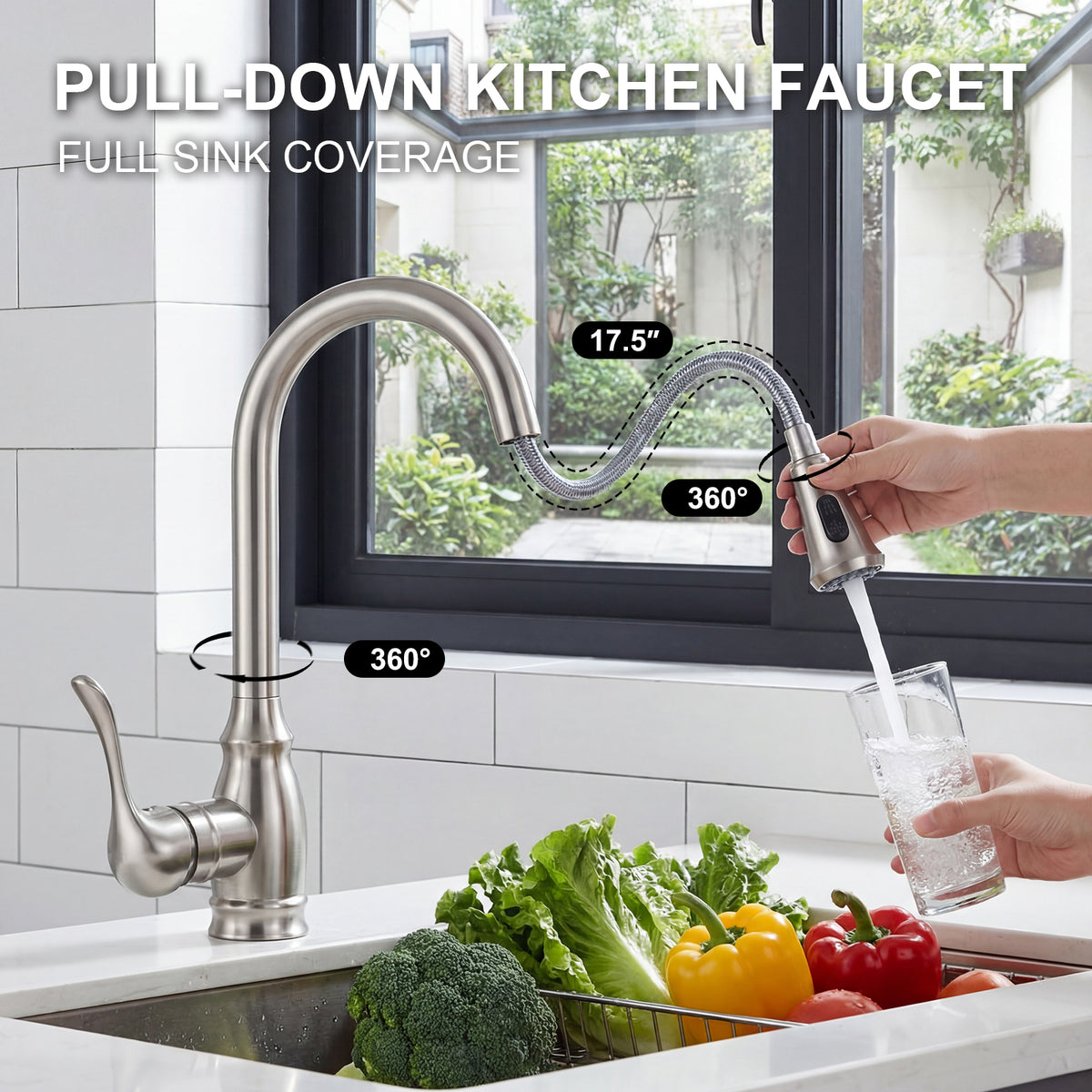 IJDD Pull Down Kitchen Faucet for Home Kitchens, Matte Black