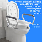 2-in-1 Toilet Seat Riser with Lid and Flip-Up Padded Arms