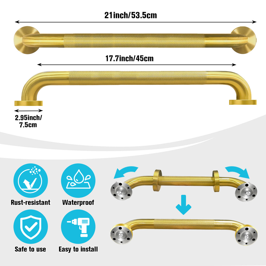 1.25'' Gold Bathroom Grab Bars ADA Comliant