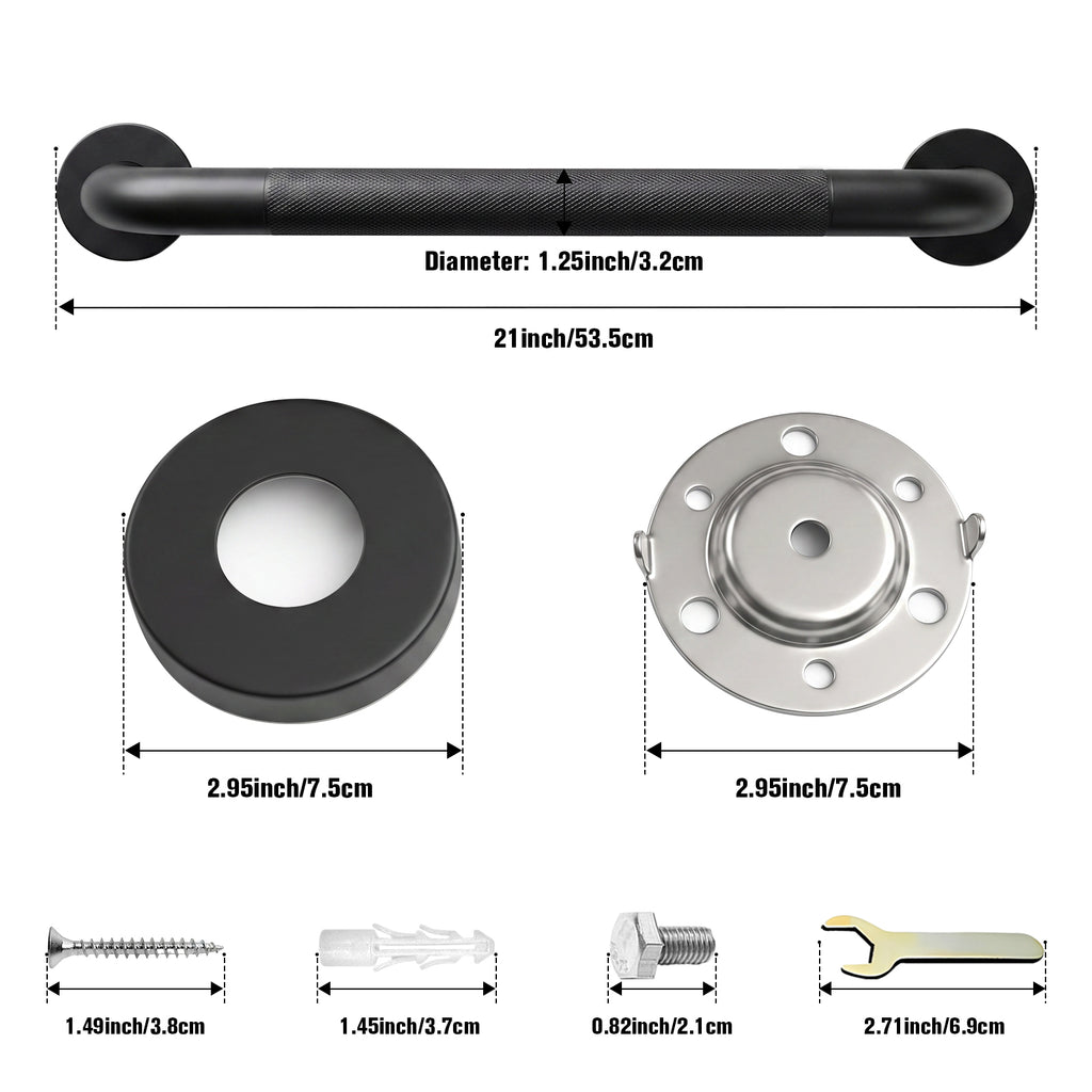 2 Pack 1.25'' Stainless Steel Safety Grab Bars for Bathtub and Showers with Knurled Grip