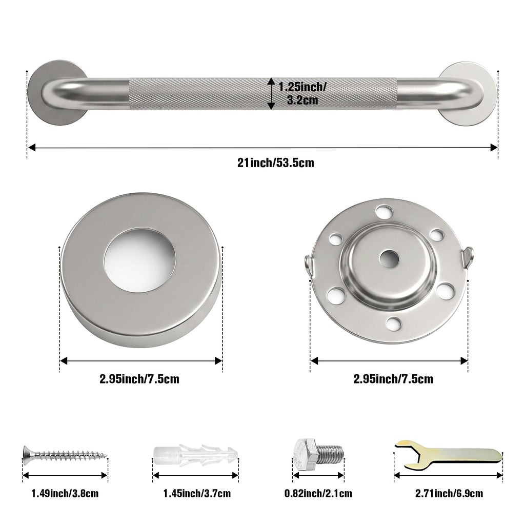 1.25'' Brushed Nickel Shower Grab Bars for Seniors