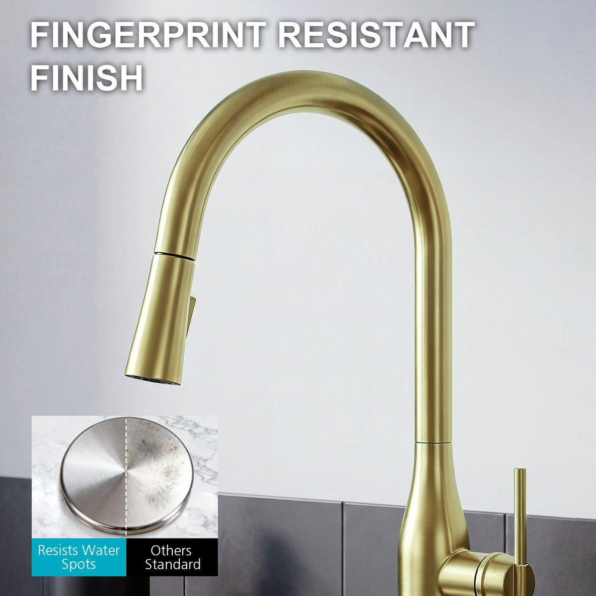 IJDD Pull Down Kitchen Faucet for Home Kitchens, Brushed Nickel