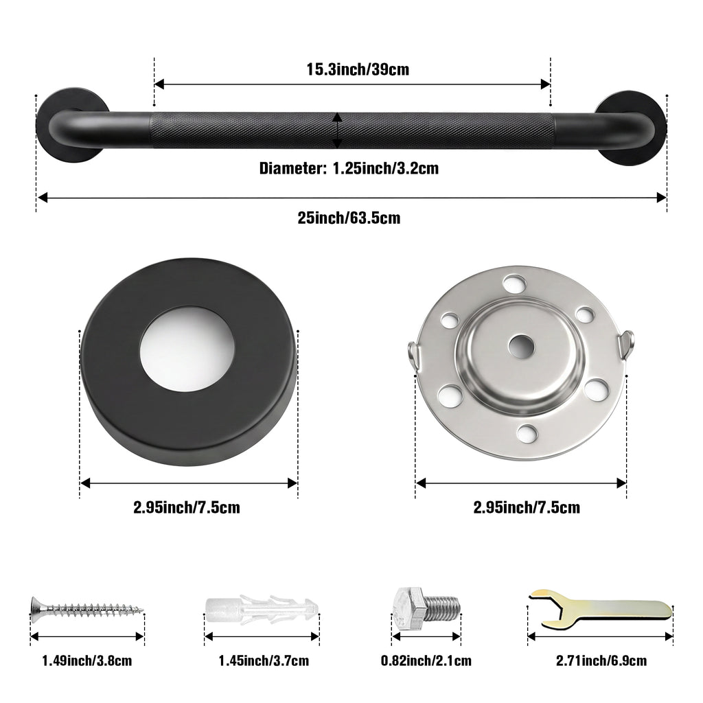 2 Pack 1.25'' Stainless Steel Safety Grab Bars for Bathtub and Showers with Knurled Grip