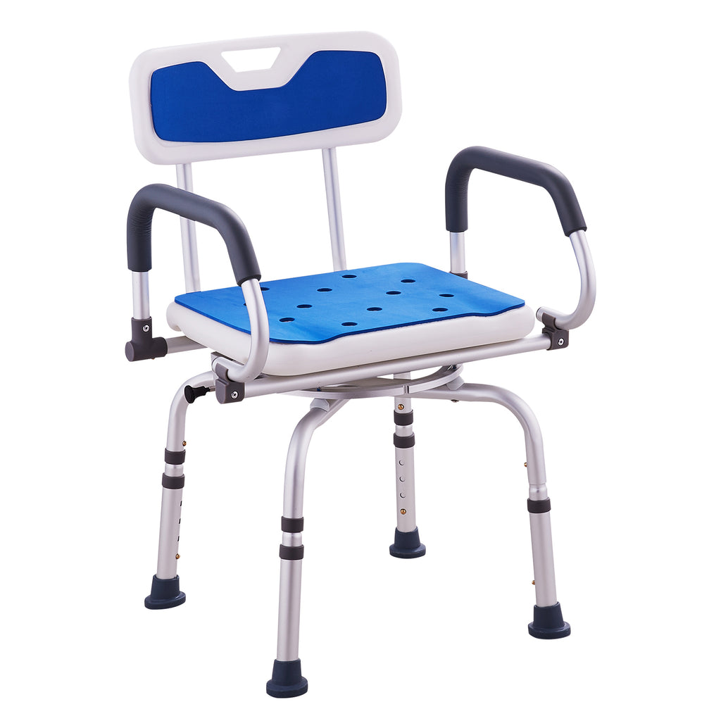 360° Swivel Adjustable Shower Chair with Pivoting Armrests