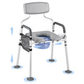 Adjustable 4-in-1 Bedside Commode Chair with Padded Seat & Backrest
