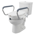 2-in-1 Toilet Seat Riser with Lid and Flip-Up Padded Arms
