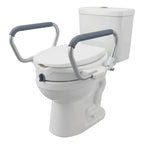 2-in-1 Toilet Seat Riser with Lid and Flip-Up Padded Arms
