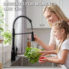 ijdd Commercial Pull Down Kitchen Faucet for Home Kitchens, Black
