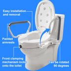 2-in-1 Toilet Seat Riser with Lid and Flip-Up Padded Arms