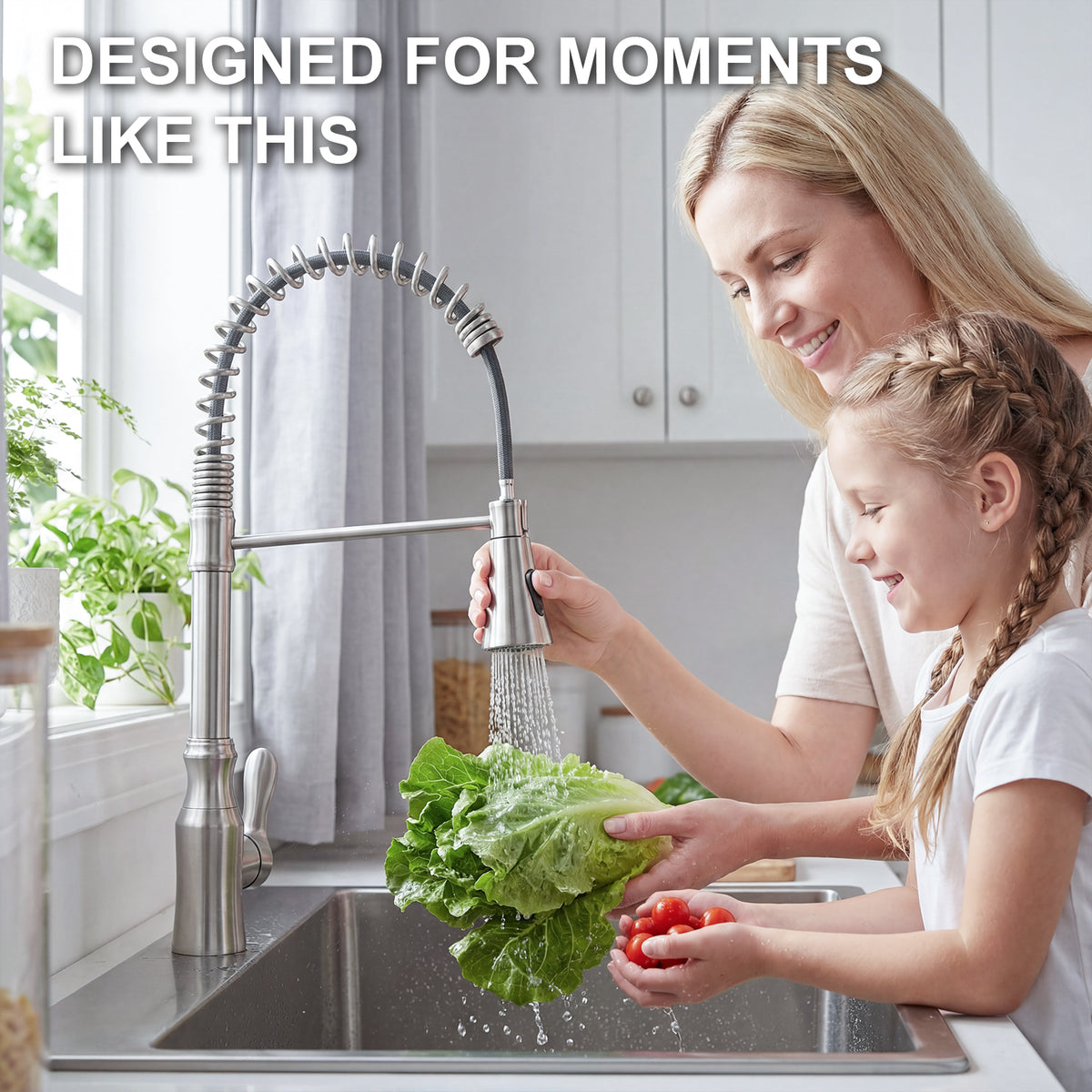 ijdd Commercial Pull Down Kitchen Faucet for Home Kitchens, Black