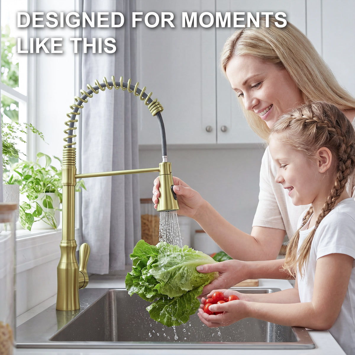 ijdd Commercial Pull Down Kitchen Faucet for Home Kitchens, Black