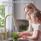 IJDD Pull Down Kitchen Faucet for Home Kitchens, Brushed Nickel