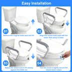 2-in-1 Toilet Seat Riser with Lid and Flip-Up Padded Arms