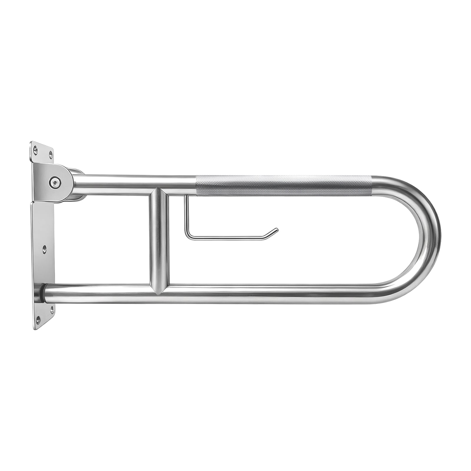 Flip-Up Toilet Grab Bar with Paper Holder, Wall Mounted