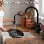 IJDD Pull Down Kitchen Faucet for Home Kitchens, Matte Black