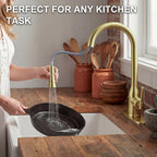 IJDD Pull Down Kitchen Faucet for Home Kitchens, Brushed Nickel
