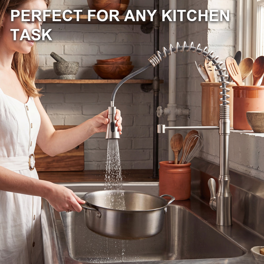 ijdd Commercial Pull Down Kitchen Faucet for Home Kitchens, Black