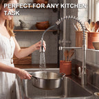 ijdd Commercial Pull Down Kitchen Faucet for Home Kitchens, Black