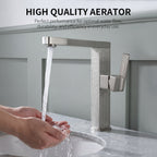 IJDD Bathroom Faucet, Brushed Nickel Single Handle Lead-Free Faucet