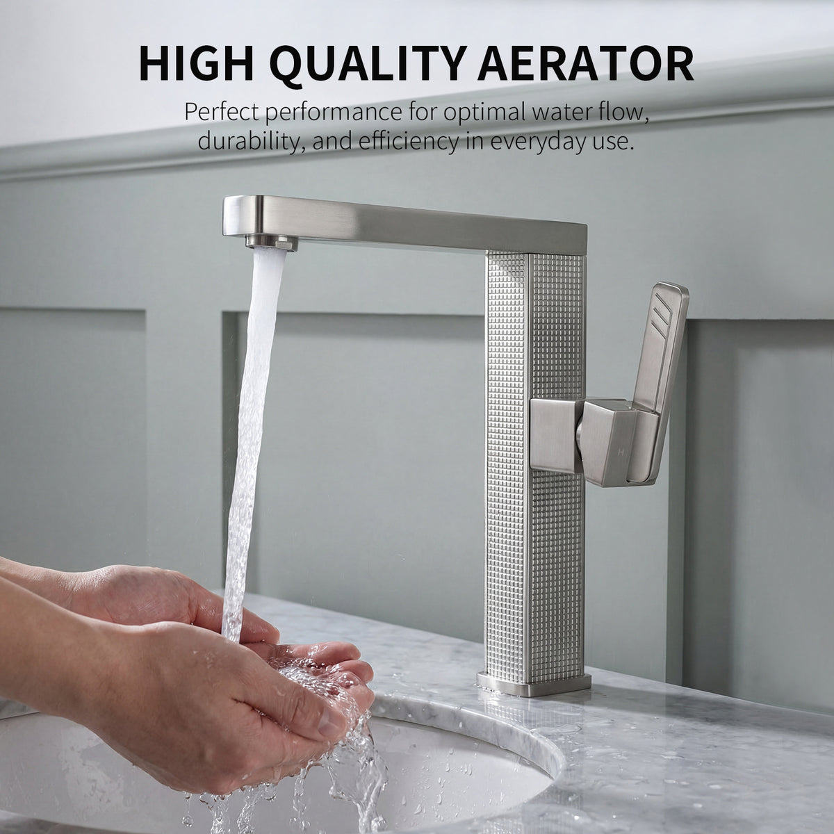 IJDD Bathroom Faucet, Brushed Nickel Single Handle Lead-Free Faucet
